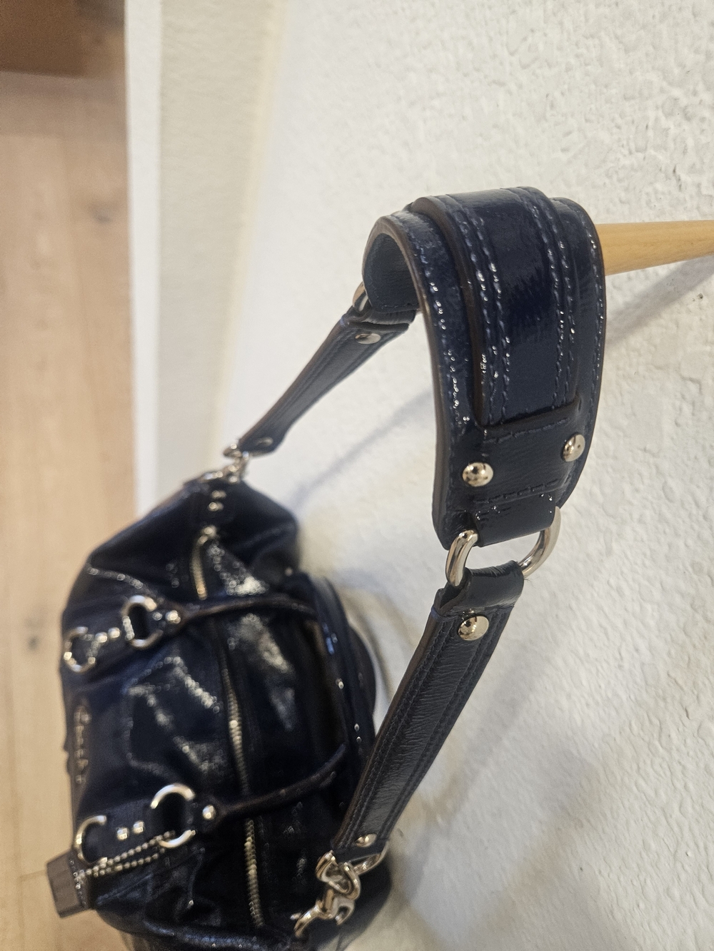 Coach Patent Blue Liquid Leather Satchel Bag - Picture 9 of 13
